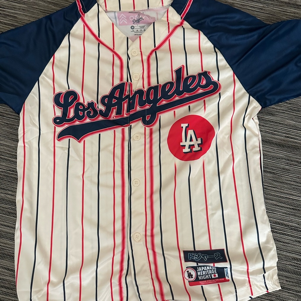 Los Angeles Dodgers Japanese Heritage Night Baseball Jersey - Cream and Blue